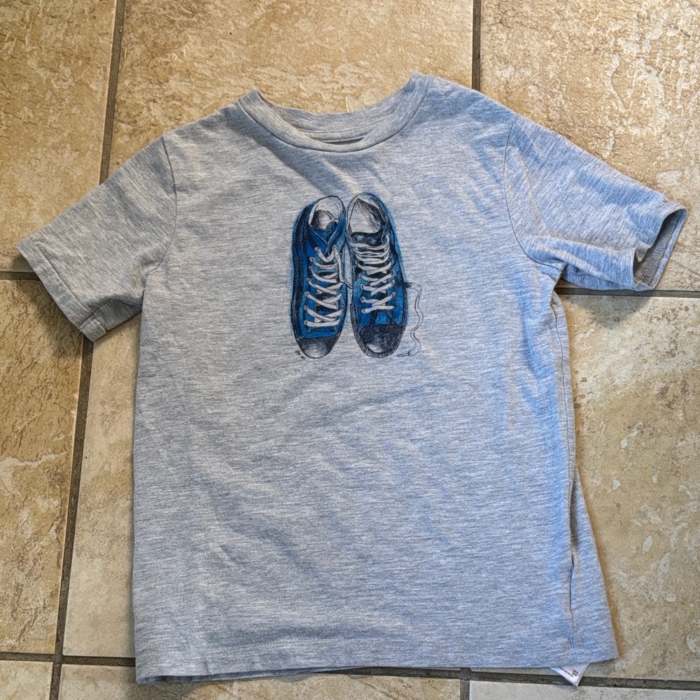 GAP Gray T-Shirt with Blue Sneaker Graphic